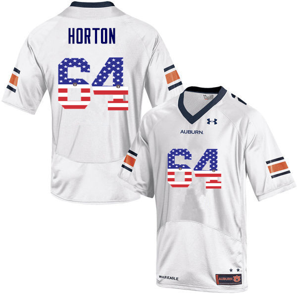 Auburn Tigers Men's Mike Horton #64 White Under Armour Stitched College USA Flag Fashion NCAA Authentic Football Jersey PWB7474IY